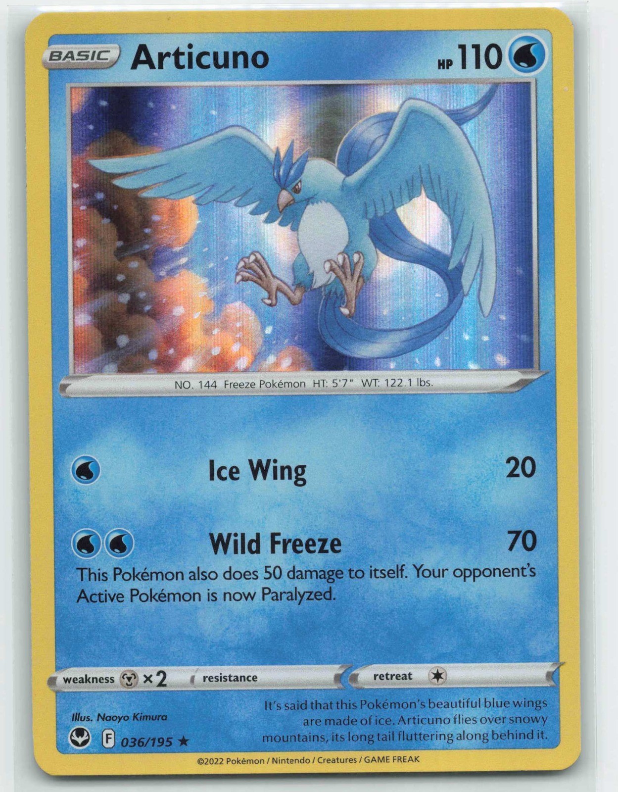 2022 Pokemon, Silver Tempest, #36/195 Articuno, Holo Rare NM