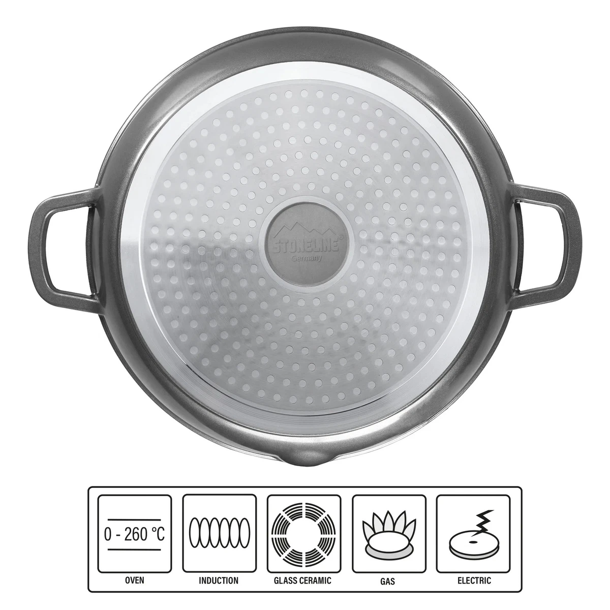 STONELINE® Placa Parrilla Sin Grasa 28cm Gris Sartén Inducción Antiadherente 8108 II Opción