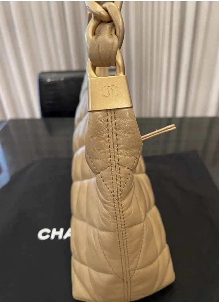 Chanel Handbag 2024/25 Metiers D'art. Shiny Lamb skin. Dark Beige