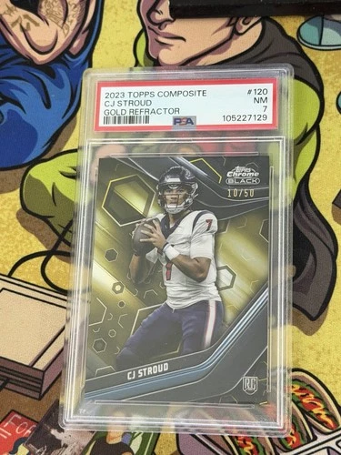 2023 Topps Composite Topps Chrome Black 120 CJ Stroud Gold /50 PSA 7 ROOKIE RC