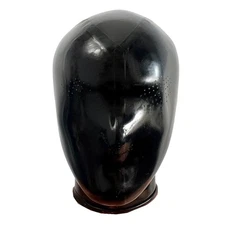 GREEFEI Black Latex Micropores Hood Mask,Handmade Rubber Masks with Back Zipp...