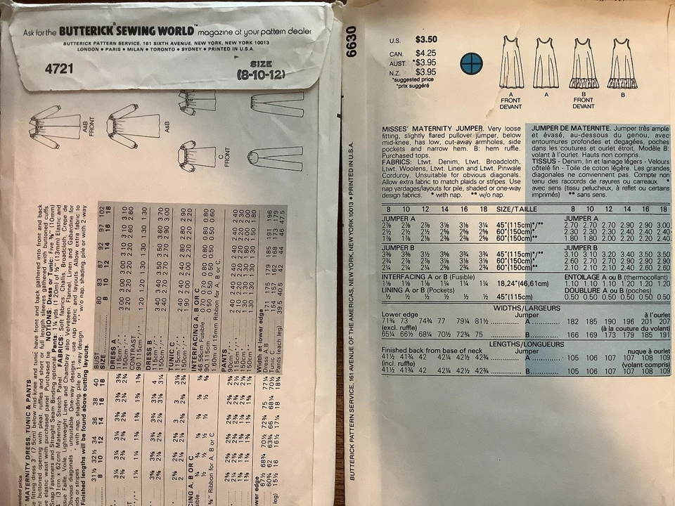 Pantalones de vestir de maternidad con patrón de costura y top talla 8-12 Butterick 6630 y 4721 Foto 3 de 3