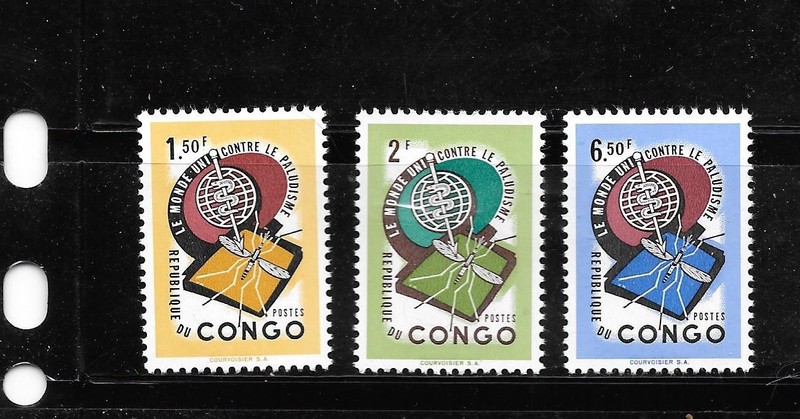 CONGO #414-6 MALARIA EMBLEM MNH XF 1962 PICTORIAL/COMMEMORATIVE STAMP SET