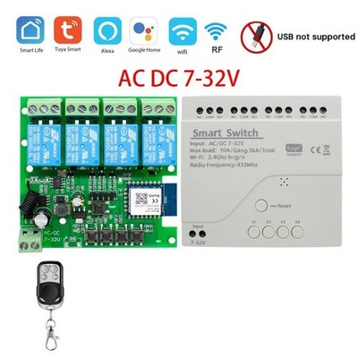 12V 24V Tuya WiFi Switch Relay Module Smart Remote Controller Timer Phone App