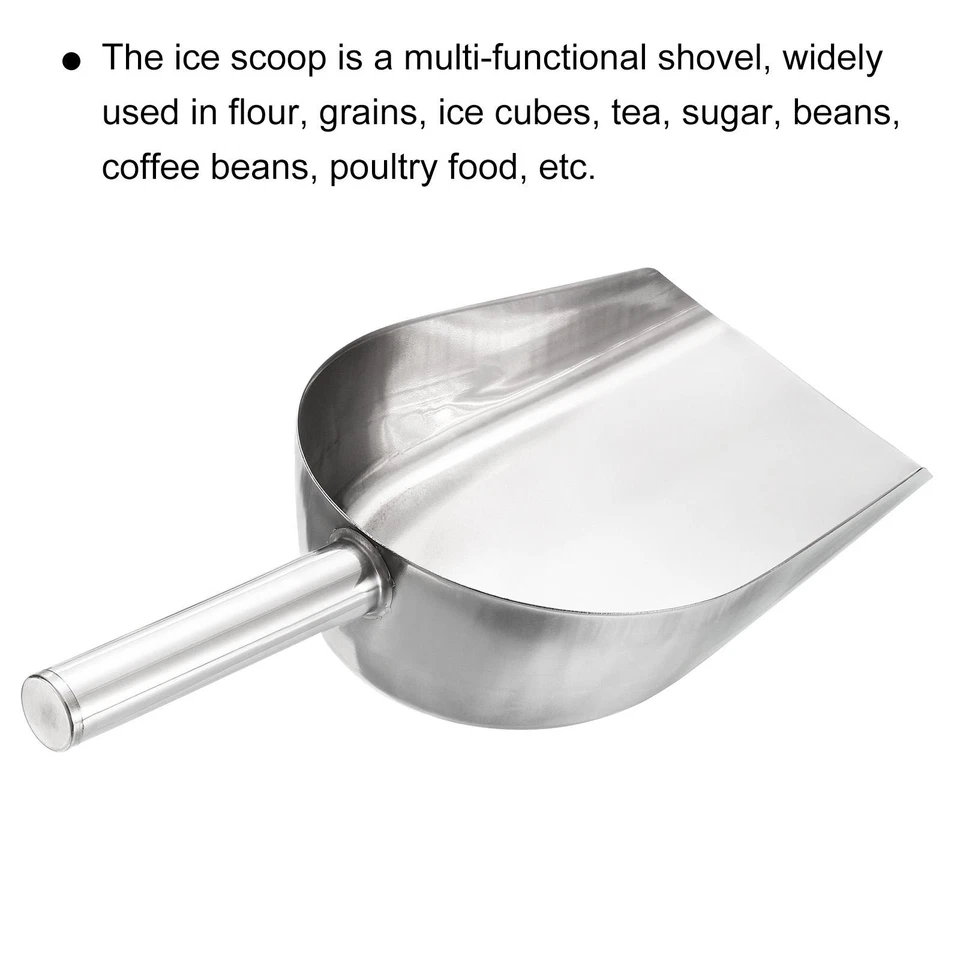 Ice Scoop Stainless Steel 11.8x4.7" Flour Cereal Sugar Food Utility Shovel Foto 3 de 4