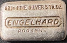Engelhard 5 oz 8th Series Silver Bar Low S/N P001955 with Reverse '67' on Back