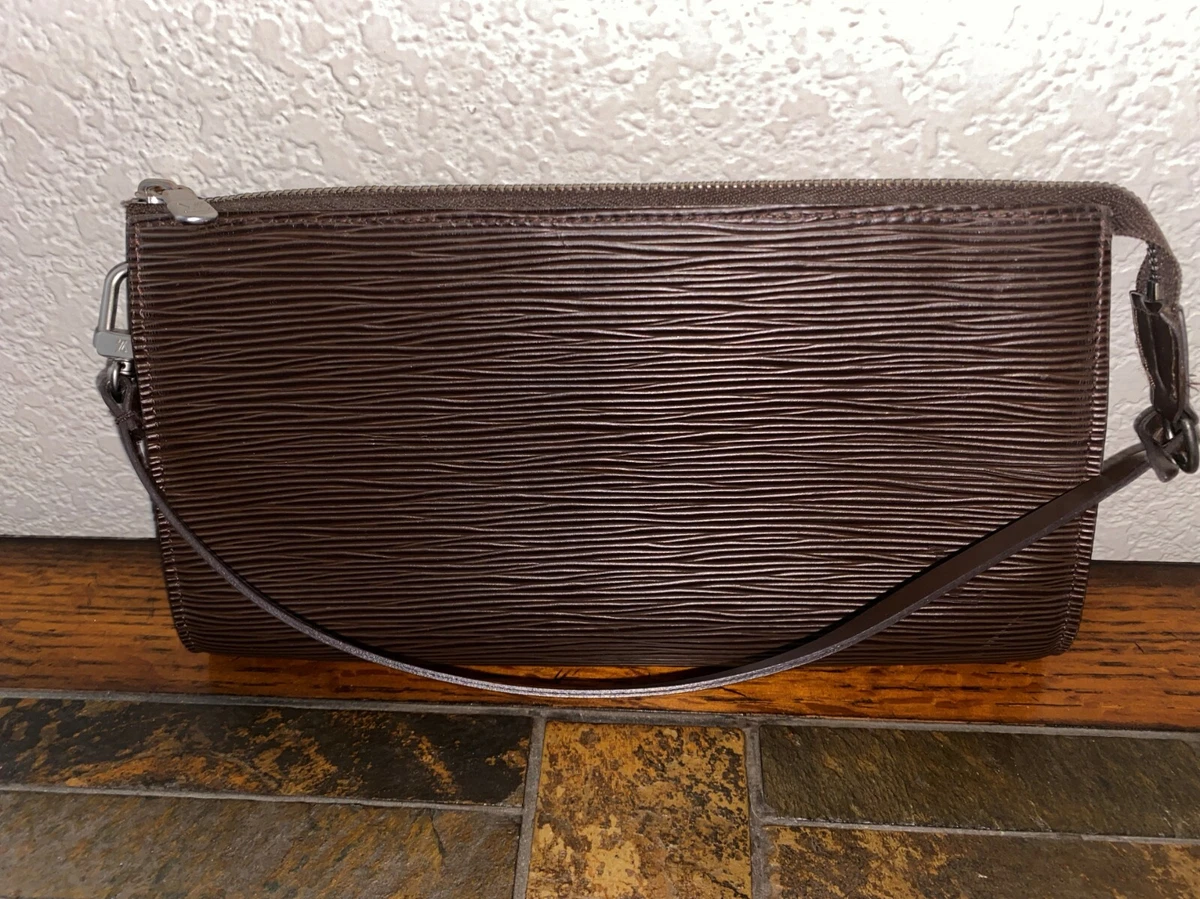 90's Vintage Louis Vuitton epi brown clutch purse. LV epi pouch