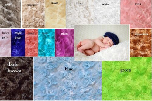 3D Rose Rosette Plush Backdrop Fabric Baby Newborn Photo Prop *cuddly soft* - Afbeelding 1 van 25
