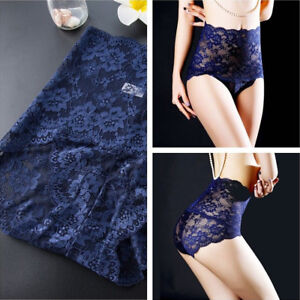Women Seamless Lace High Waist Underwear Ladies Brief Knicker Panty Size Plu 3XL