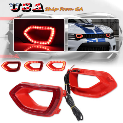 For 15-23 Dodge Charger SRT Scat Pack Red LED DRL Dynamic Signal Grille Lights