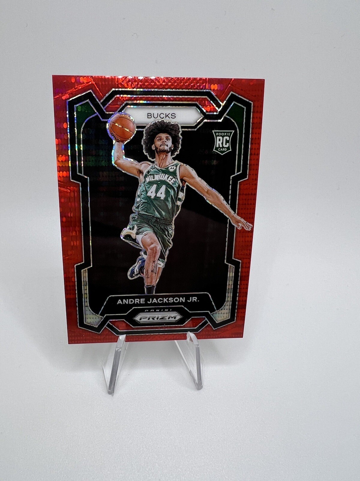 2023-24 Prizm Andre Jackson Jr. Red Seismic /299 Rookie RC #131 Bucks