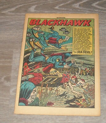 COVERLESS BLACKHAWK # 59 QUALITY COMICS GOLDEN AGE The SEA DEVIL SCUBA DIVERS