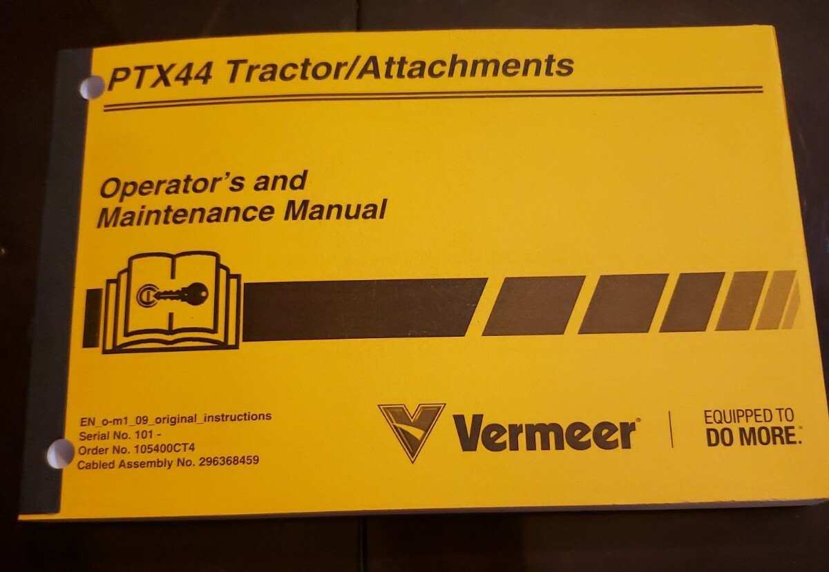 Vermeer Ptx44 Operator's And Maintenance Manual | eBay