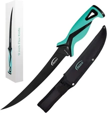 Bubba 9 Inch Tapered Flex Fillet Knife with Non-Slip Grip Handle, Full Tang H...