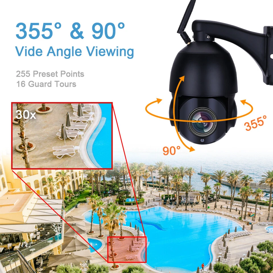 5MP FHD Wireless WiFi Camera Auto Track 2.4G CCTV Camera Outdoor 30X Zoom - Image 4 of 4