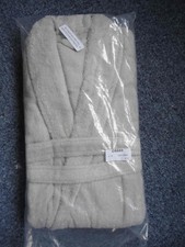 Light grey Soft 100% cotton towelling bath robe - S/M  - Unisex  - BAL15