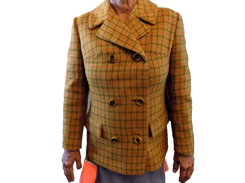 FABULOUS 60s Jacks Market at Beaver Blazer Plaid Dijon Yellow Orange Russet sz 6 - Image 2 of 4