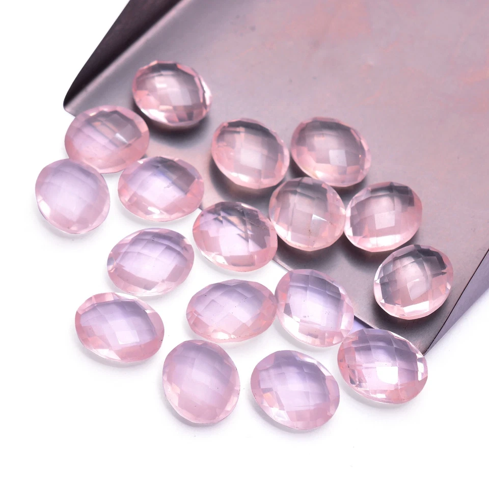 AAA+ Natural Rose Quartz Loose Gemstone 10x12mm Oval Briolettes For Jewelry - Image 4 of 4