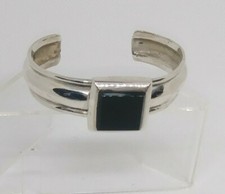Sterling Silver Square Stone Cuff Bracelet
