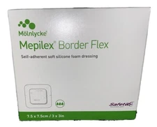 Molnlycke 595200 Mepilex Border Flex Silicone Foam, 3 x 3" - Lot of 10 Dressings
