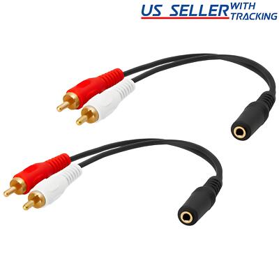 2 Pack 3.5mm Audio to 2 RCA Cable 1/8'' Stereo Female to 2RCA Male Y Splitter Aux