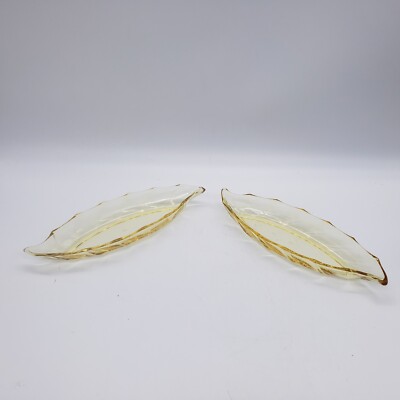 HEISEY GLASS Empress Sahara Yellow Leaf Celery Long Relish Dish