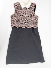 Halogen Dress Womens 4 Gray Pink A-Line Lined Sleeveless Collared