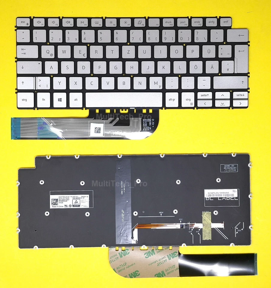 MARKENLOS DE Tastatur Dell Inspiron 14-7490 7491 13-7391 Series mit Beleuchtung -Silber-