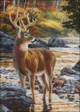 Needlework Crafts Full Embroidery DIY Counted Cross Stitch Kits Deer Crossing