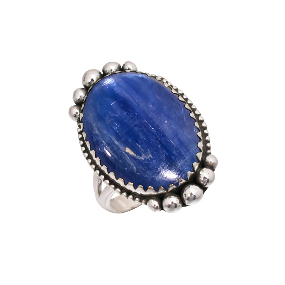 Natural Kyanite Blue Gemstone 925 Sterling Silver Ring Jewelry Gift For Friends. - Image 4 of 4