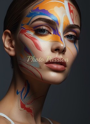 Foto A4 Frau Portrait Abstrakt Farbe Poster Wandbild (4042)