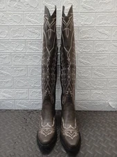 NEW Redtop Ross Over The Knee Adjustable Lace Up Cowgirl Boots- Grey Size 8.5
