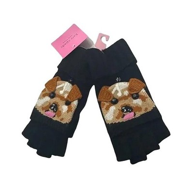 Kate Spade New York Terrier Dog Pop Top Gloves Black $78 Retail NWT