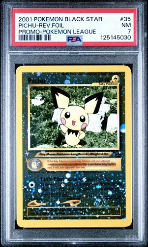 Vintage Pichu Black Star #35 REV FOIL Promo PSA 7 Swirl! 💫