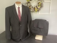 JOS A BANK JOSEPH BLACK LABEL 2 BTN WOOL 2 PC SUIT DRK GRAY 42R 36X31