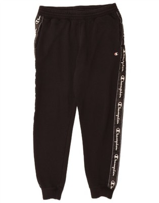 CHAMPION Mens Graphic Tracksuit Trousers Joggers Medium Black CP06
