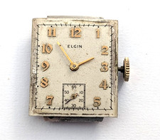 1940s ELGIN 557 15 Jewels Art Deco Vintage Watch Movement Mens 20mm PARTS REPAIR
