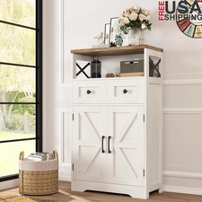 Vertical Storage Cabinet W/ Doors Drawers Kitchen Office Organization New