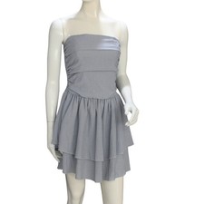 Cider Strapless Tiered Mini Dress Sky Blue Size M Textured