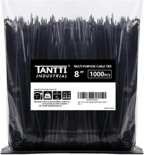 Zip Ties 8 Inch Black Zip Ties 1000 Pack, Wire Ties with 50Lb Tensile Strength