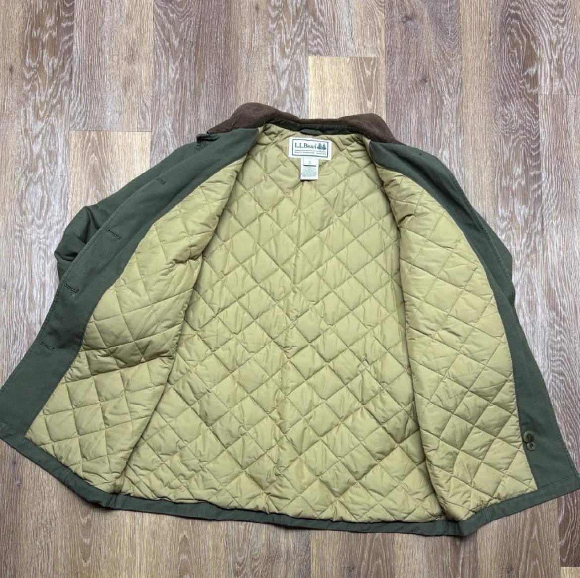 Vintage L.L.Bean Field Canvas Barn Jacket Mens Small Olive Green Brown image 8