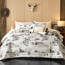 - Western Quilt Set, Rustic Ranch Life with Cowboy Southwestern Vintage Count...