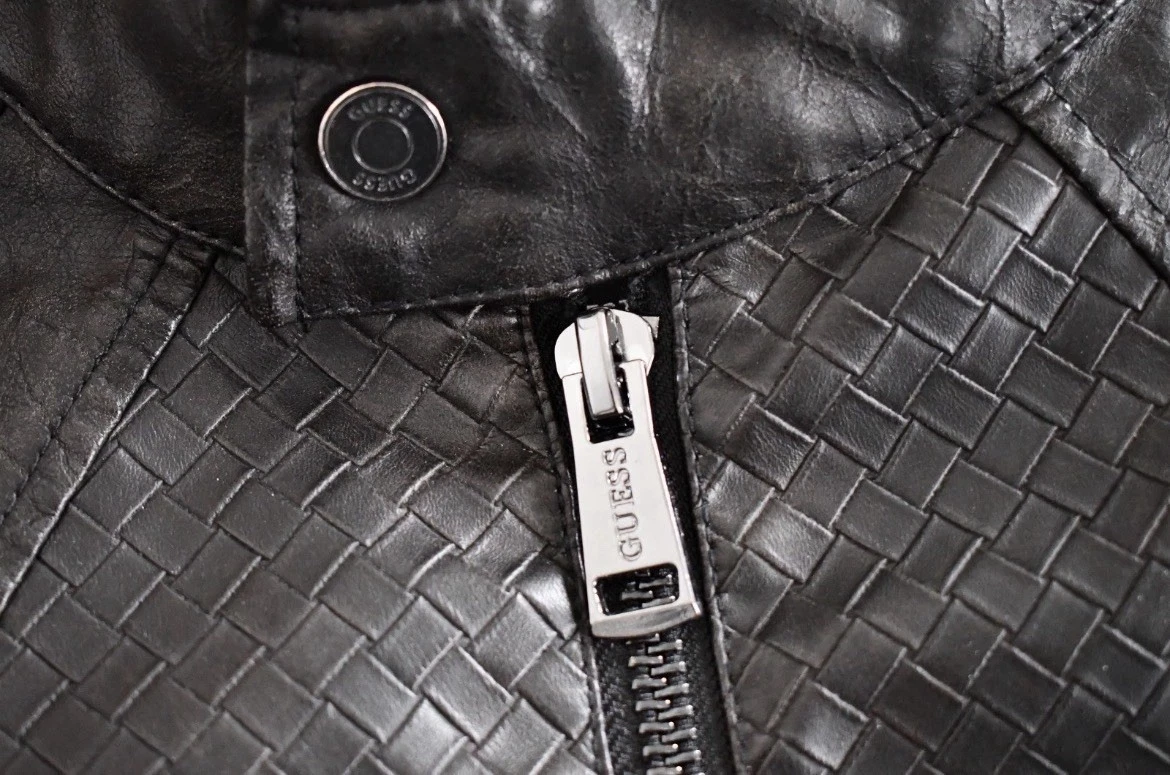 NWT GUESS Brown Bittersweet Cocoa Brad Biker Men’s Leather Zip-Up Jacket Size L - product detail image 10