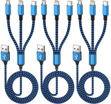 Multi Charging Cable 3Pack 4FT , 3 in 1 Cable 3Pack 4FT, Blue Black
