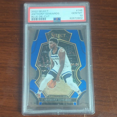 Panini 2022-23 Select Anthony Edwards #146 Blue Prizm Die-Cut /249 PSA 10