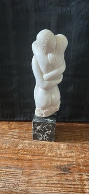 Vtg Lovers Embrace Couple Man & Woman Nude Figural Art Sculpture AMR Marble Base