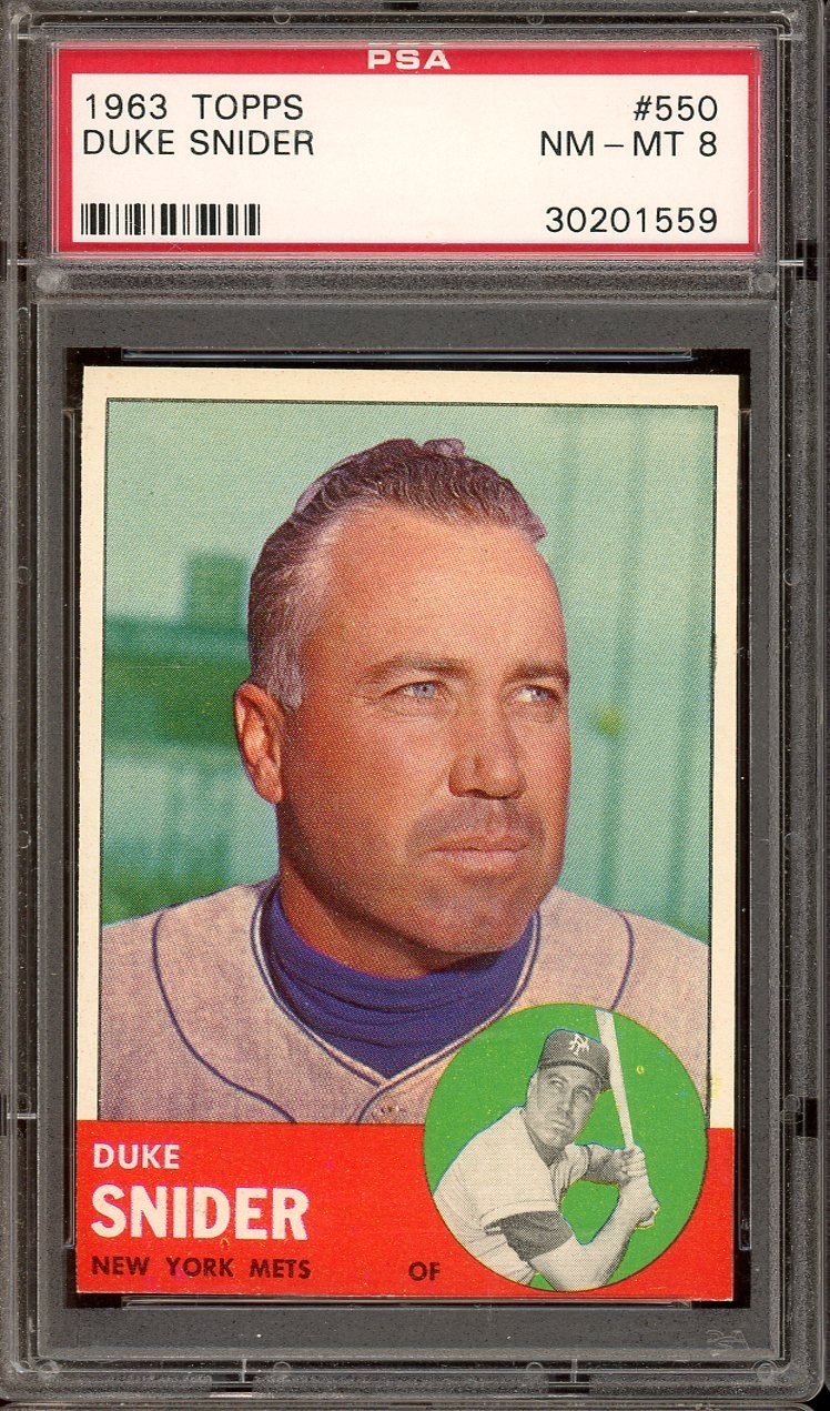 1963 Topps Baseball #550 Duke Snider PSA 8