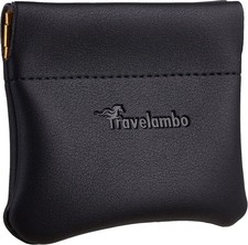 Travelambo Leather Squeeze Coin Purse Pouch Change Holder 01 Vintage Black
