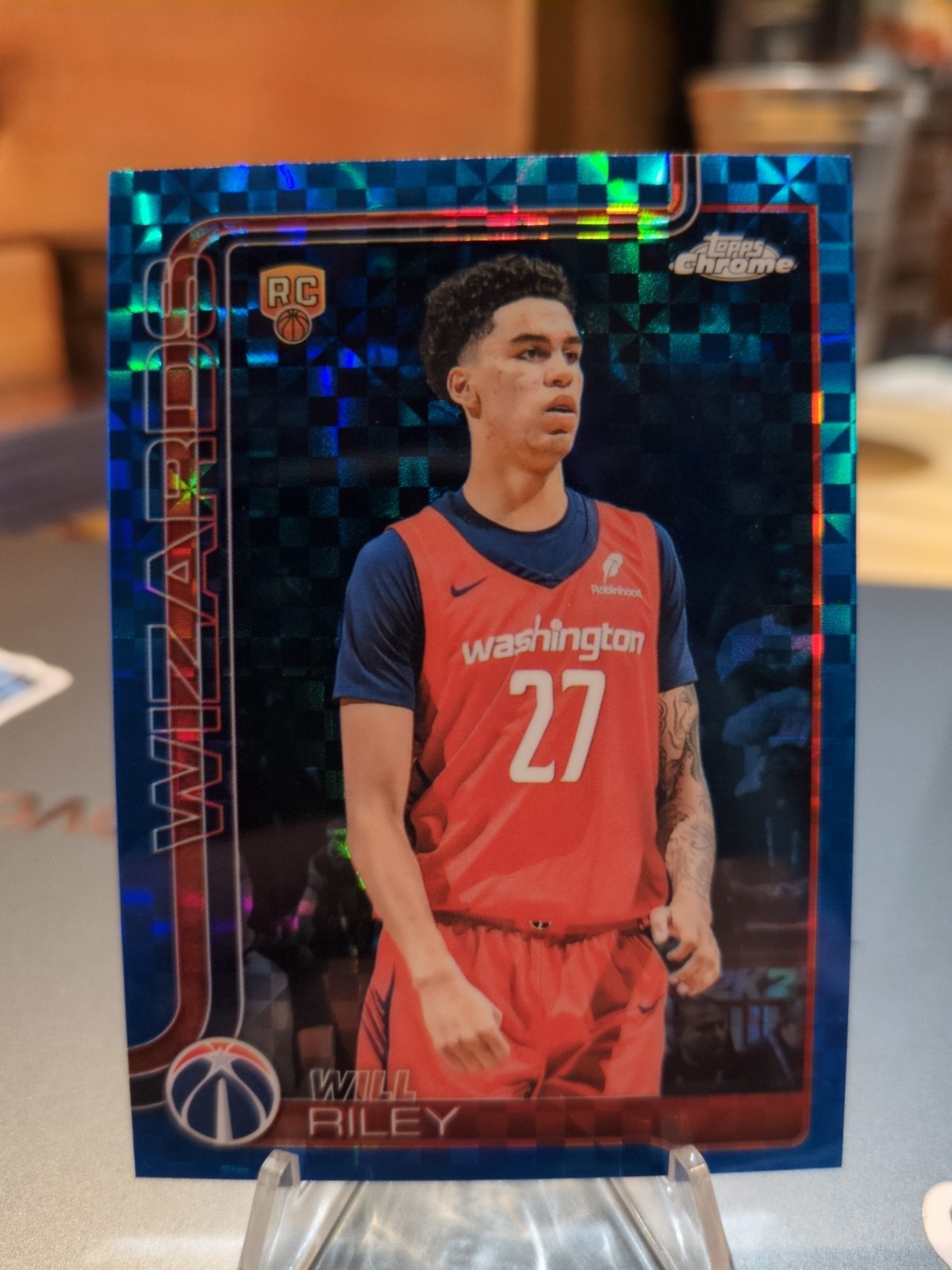 2025-26 Topps Chrome Will Riley #271 RC Rookie Blue X-Fractor SP Wizards