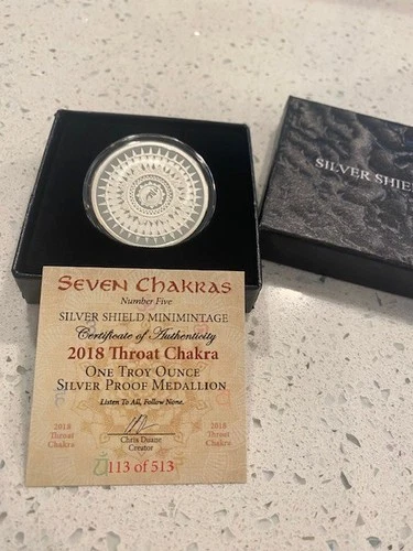 2018 1OZ THROAT CHAKRA PROOF - SILVER SHIELD "ONE LEFT " - .999 PURE SILVER